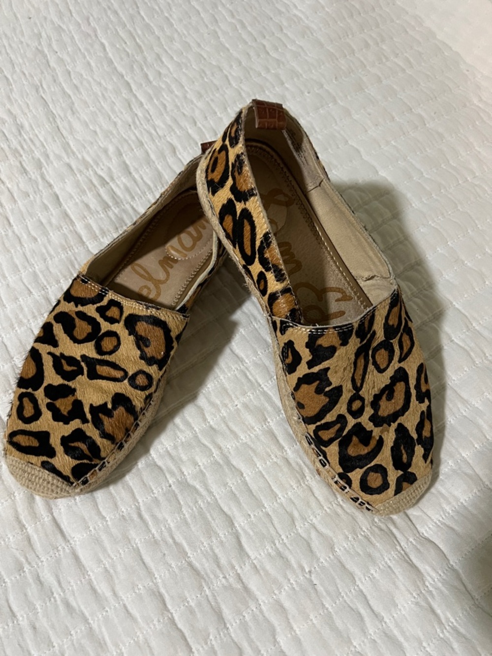 Sam Edelman Leopard Print Espadrille Flats in Tan and Black calf hair